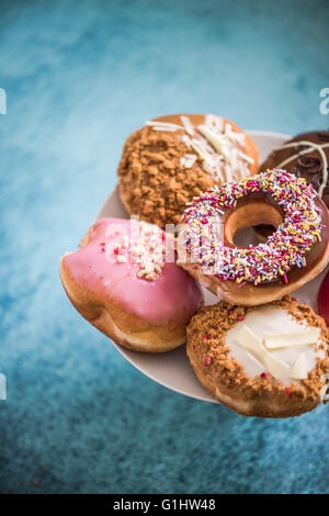 stack of donuts unhealthy sweet food Stock Photo