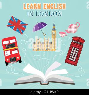 Abroad Language School flat design Stock Vector