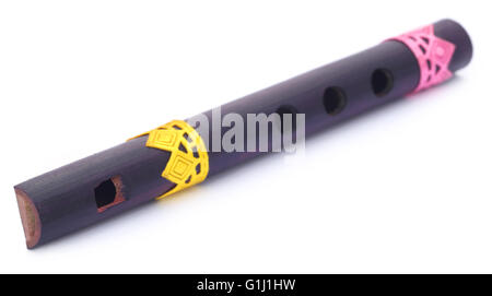 Bamboo flute of Indian subcontinent over white background Stock Photo