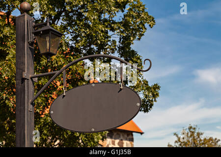 Image of blank metal countryside sign. Stock Photo