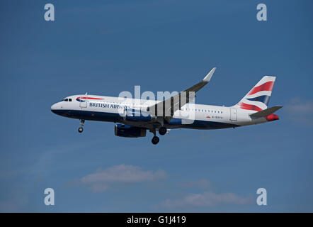 British Airways Airbus 320-236 Civil Passenger Aircraft Reg' (G-EUYV) at LHR London Heathrow.  SCO 10,376. Stock Photo