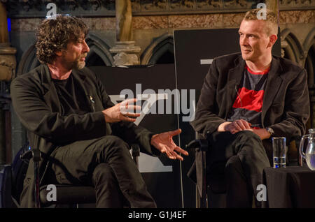 Neil Gaiman and David Mitchell    Two globally acclaimed writers Ð admirers of each otherÕs work Ð met on stage for the Stock Photo