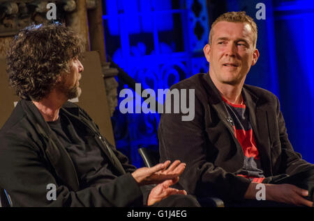 Neil Gaiman and David Mitchell    Two globally acclaimed writers Ð admirers of each otherÕs work Ð met on stage for the Stock Photo