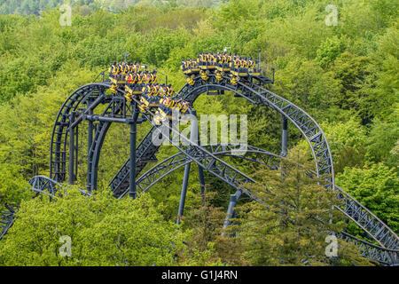 The Smiler rollercoaster theme park ride at Alton Towers Stock Photo ...