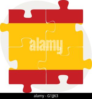 Vector illustration of Spain Flag in puzzle isolated on white background Stock Vector