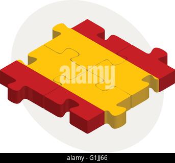 Vector illustration of Spain Flag in puzzle isolated on white background Stock Vector