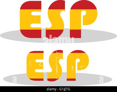 Vector illustration of Spain Flag in puzzle isolated on white background Stock Vector