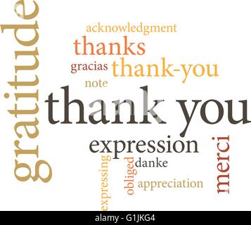 illustration of the word thank you in word clouds isolated on white background Stock Vector