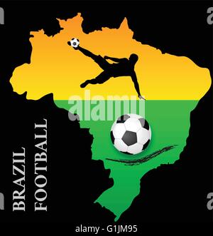 EPS 10 vector of poster of brazil map flag soccer football Stock Vector