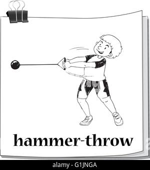Doodle of people doing hammer-throw illustration Stock Vector