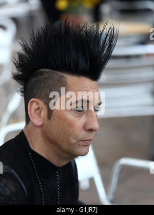 Goth Festival (Gotik-Wave-Treffen) Leipzig, Germany, 13th - 15th May 2016. Profile of man with tall mohican hairstyle. Stock Photo