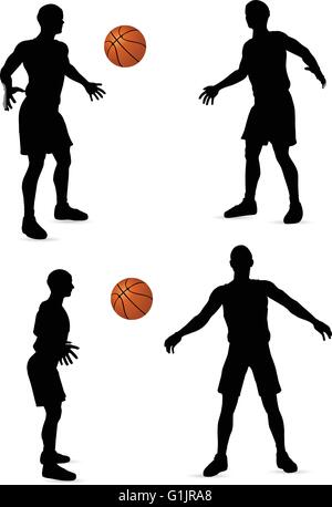 EPS 10 vector basketball players silhouette collection Stock Vector