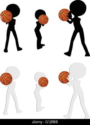 EPS 10 vector basketball players silhouette collection in pass position Stock Vector