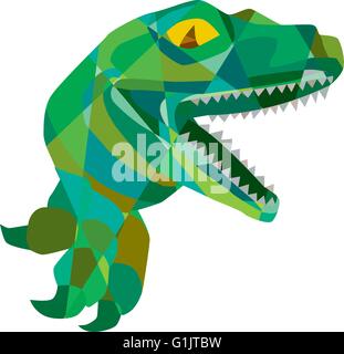 Low polygon style illustration of a raptor t-rex dinosaur lizard ...