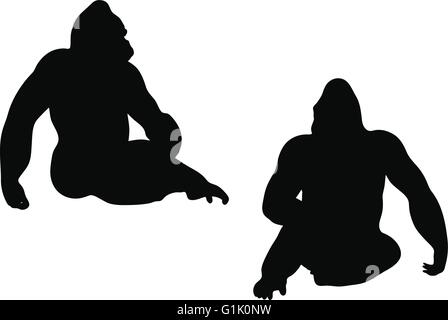 Vector Image - gorilla silhouette, isolated on white background Stock Vector