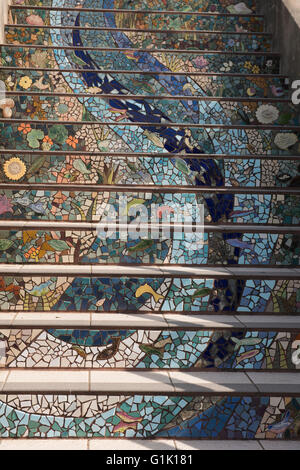 Detail of the Moraga Steps, The 16th Avenue Tiled Steps Project, San Francisco, California, USA Stock Photo