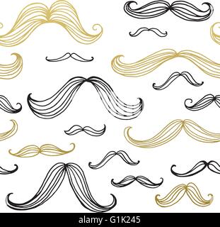 Mustaches seamless pattern. Hand drawn elements. Vector illustration Stock Vector