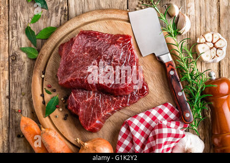 raw meat beef steaks Stock Photo