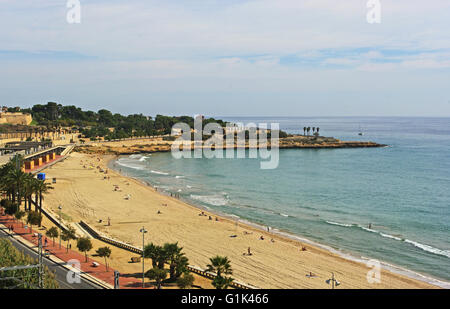 Beach and Front, Tarragona, Catalonia, Spain Stock Photo