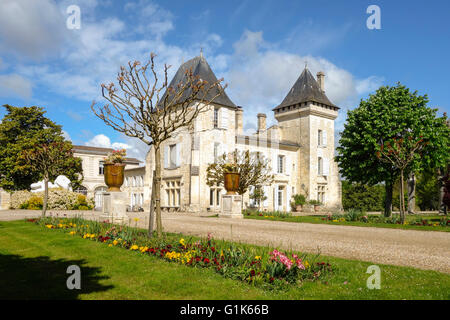 Wine Estate Chateau Carignan, castle, Carignan de Bordeaux, France. Stock Photo