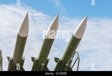 Zrenjanin, SERBIA: May 2016, Detail of Missiles on SAM 3M9ME-M3E or 2K12 KUB, SA-6 Gainful Anti-Aircraft system. Stock Photo