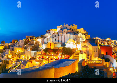 Oia at night, Santorini, Greece Stock Photo