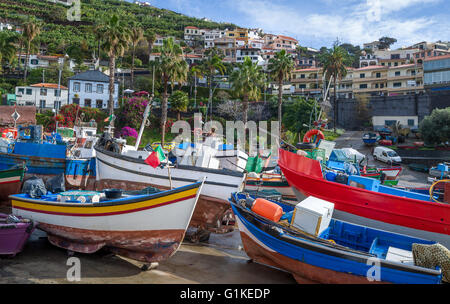 Old fishing boats in Camara de Lobos village Stock Photo