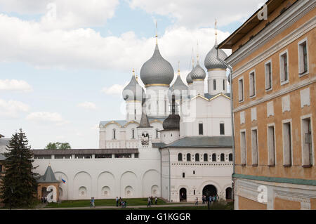 Rostov the Great in spring, view to the kremlin from the Water tower, The Church Of the Resurrection and the Cathedral of the As Stock Photo