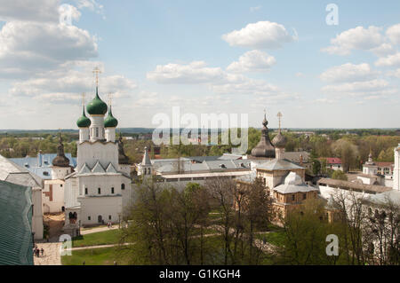 Rostov the Great in spring, view to the kremlin from the Water tower, The Church Of St. John The Evangelist. The Golden Ring of Stock Photo