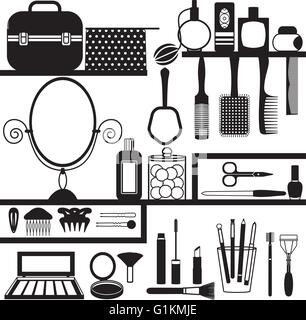 Beauty related silhouettes set Stock Vector