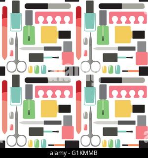 Nail beauty and care vector seamless pattern background Stock Vector