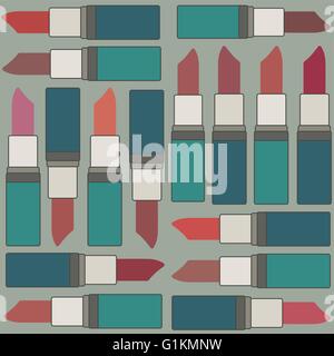 Retro vector seamless pattern background with lipsticks 1 Stock Vector