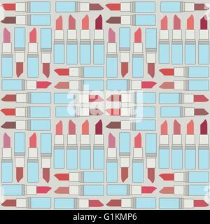 Retro vector seamless pattern background with lipsticks 2 Stock Vector