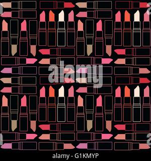 Vector seamless pattern background with lipsticks Stock Vector
