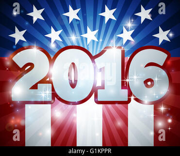 2016 American Flag  Election Concept with flag design in the background and 2016 year number Stock Photo