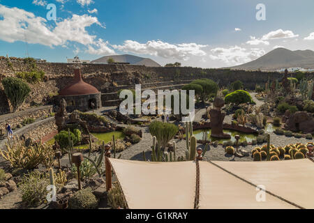 Lanzarote Cactus Garden. Designed by César Manrique. Stock Photo