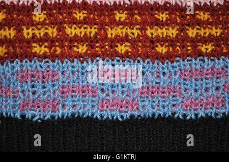 Background texture of colorful woolen knitted pattern Stock Photo