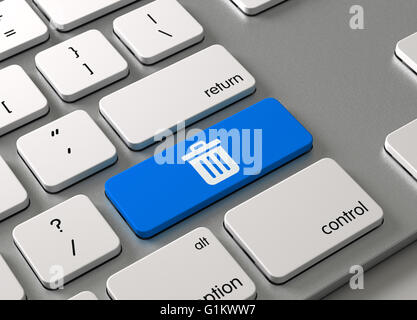 A keyboard with a blue button Delete Stock Photo