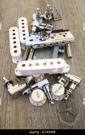 Vintage electric guitar spare parts Stock Photo