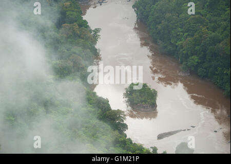 Potaro Canyon in mist below Kaieteur Falls, Kaieteur National Park, Guyana Stock Photo