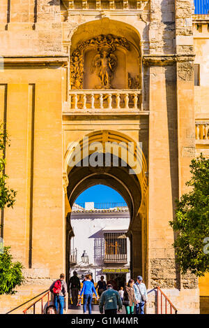 The Bell Tower, called the Tower of Alminar, seen from the Courtyard of the Orange Trees, Mosque-Cathedral of Córdoba, Andalusia Stock Photo