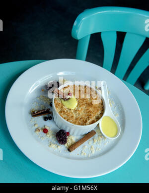 individual apple tart with delicious vanilla sauce Stock Photo