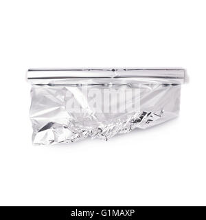 Roll of aluminium foil paper over isolated white background Stock Photo