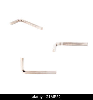 Set of hex metal allen key over white isolated background Stock Photo