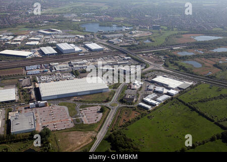 aerial view of Woodfield Way leading to A6182 White Rose Way, Balby Carr, Doncaster, UK