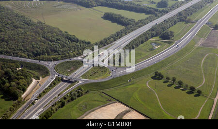 aerial view of the new Junction 3 of the M18 motorway south of Doncaster linking to Robin Hood Airport Stock Photo