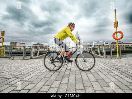 Cyclists using cycle paths Stock Photo