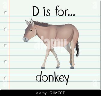 Flashcard letter D is for donkey illustration Stock Vector