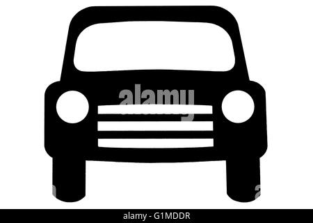 an illustration depicting a vehicle isolated in black on white for signs Stock Photo