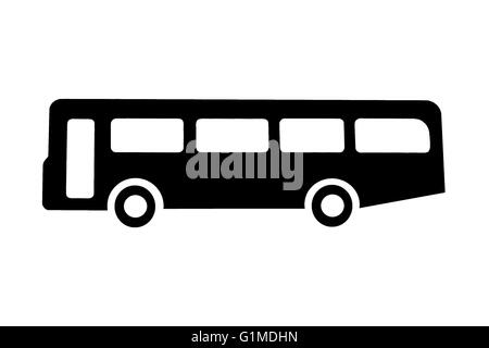 A bus or coach in black on white for signs or information Stock Photo